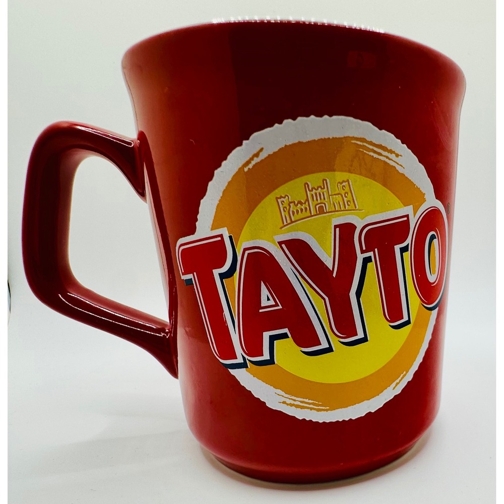 Tayto Crisps Red Ceramic Coffee Mug "Dead On" Irish Potato Chips Collectible
